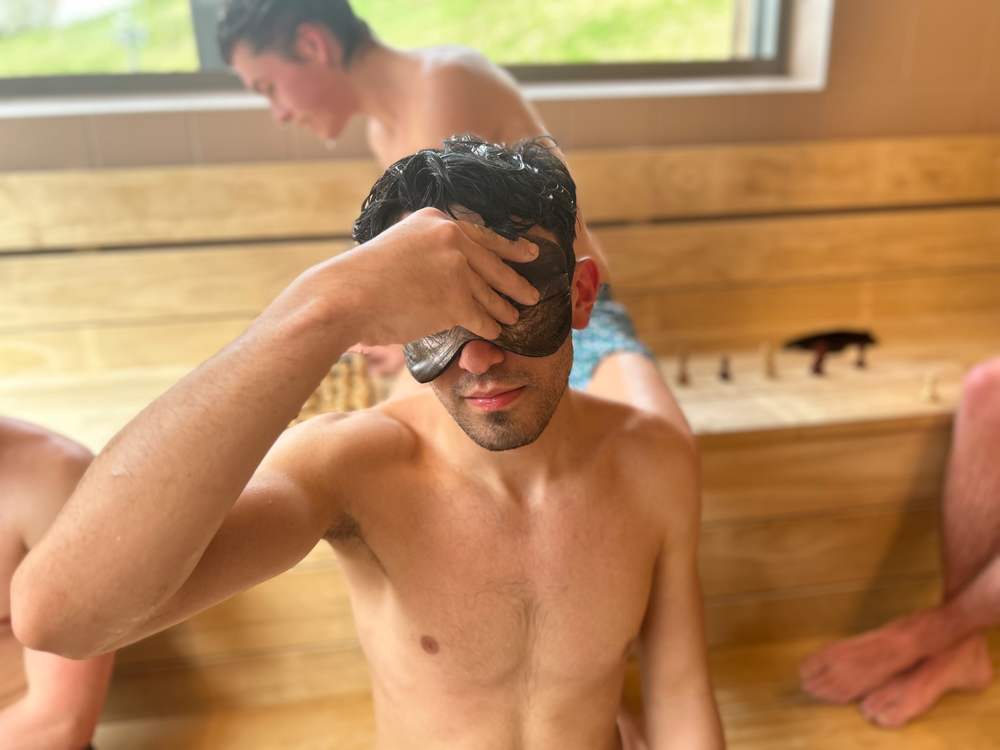 A player removes the mask after the game